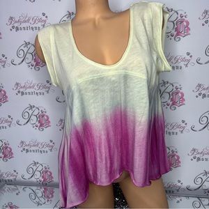 We the free top ombré yellow blue pink oversized comfy bohemian flowy tshirt